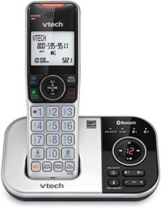 VTech VS112 DECT 6.0 Bluetooth Expandable Cordless Phone for Home with Answering Machine, Call Blocking, Caller ID, Intercom and Connect to Cell (Silver & Black)