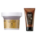 SKINFOOD Black Sugar Mask Wash Off I 100g + Skinfood Black Sugar Perfect Scrub Foam I 180g I Gentle Exfoliation I Unclogs Pores I Korean Beauty Favourite I Youghtful Glow