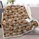 BlessLiving Fuzzy Dogs Blanket For Kids Adults Cute Puppy Fleece Blanket Reversible Animal Pattern Sherpa Throw Queen (Cockapoos,228x228cm)