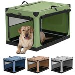 Petsfit Dog Travel Crate, Adjustable Fabric Cover by Spiral Iron Pipe, Chew Proof 3 Door Design Dog Crates for Medium Dogs 91 cm L x 61 cm W x 59 cm H Green