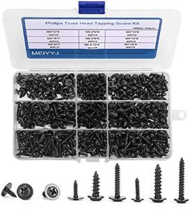 MEIYYJ 540pcs M2.3 M3 M4 Phillips Truss Head Tapping Screw Wafer Head with Washer, Self Tapping Screw Assortment Kit, Black Carbon Steel.