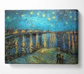 Art Classic Van Gogh Starry Night Over The Rhone Canvas Print Wall Art - Canvas Art Large 26 x 40 Inches