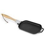 Mimiuo Cast Iron Griddle Pan Rectangular Non-Stick Frying Pan with Detachable Handle for Pizza Oven, Stovetop or Any Cooking Surface