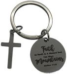 Zolivie Christian Cross Keychain-Bible Verse- Religious & Inspirational Keyring-Spiritual Charm-Motivational Key Ring -Bag and Car Keys Accessories, Silver, Small