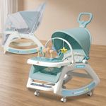 Infantso Prime (6-in-1) Baby Rocker for 0 to 2 Years with Mosquito Net | Portable Rocker for Newborn | Convertible Walker, Feeding Chair, Push Cart & Seat with Music, Light, Tray & Canopy - Blue