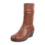 Metro Women's Tan Faux Leather Mid Calf Cool Weather Fashion Boots UK/4 EU/37 (31-70)