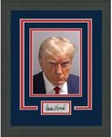 Framed Donald Trump Mugshot Facsimile Laser Engraved Signature Auto 15x16 Photo