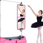 LPHUMEX Portable Pink Full Length Dance Mirror, 32x13 Inch Foldable & Hangable Mirror for Dance Bag, Lightweight & Compact Backstage Folding Travel Mirror for Girls Dance Competition