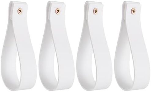 uxcell 4pcs Leather Curtain Rod Holder 1 x 4.7 Inches Wall Hanging Straps Curtain Rod Hook Brackets Hangers with Screws for Wall Bathroom Kitchen Bedroom, Beige
