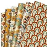 Whaline 12 Sheet Retro Wrapping Paper Boho Style Gift Wrap Bulk Vintage Floral Rainbow Art Paper for Birthday Wedding Baby Shower Wedding DIY Crafts Gift Packing, 19.7 x 27.6 Inch