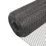 VOUNOT Chicken Wire Mesh Roll, PVC Coated Hexagonal Wire Mesh Fencing, Wire Poultry Netting, 1m x 25m, Hole Size: 13mm, Grey