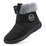 Women Snow Boots Winter Shoes with Fur Lined Warm Slip On Boots for Women Waterproof Booties Comfortable Outdoor Anti Slip Shoes, Black, 6