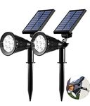 2-in-1 Waterproof 7 LED Solar Spotlight Adjustable Wall Light Landscape Light Security Lighting Dark Sensing Auto On/Off