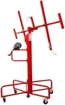 Drywall Panel Lift with Rolling Casters, 13ft Height, 150lb Capacity, Red Steel Construction