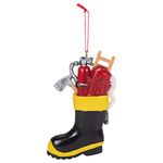 Kurt Adler A1974 Firefighter Boot with Tools Ornament for Personalization, 4-inch Height, Resin
