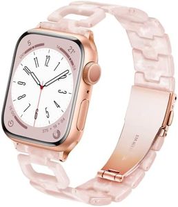 Ocaer Compatible with Apple Watch Band 42mm 41mm 40mm 38mm, Fashion Skeletonized Light Resin iWatch Band with Stainless Steel Buckle for iWatch Series 10 9 8 7 SE 6 5 4 3 2 1 (Flower Pink Rose Gold)