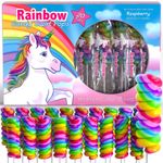 Unicorn Candy Lollipops Individually Wrapped Bulk 20pk| Swirl Lollipop Rainbow Candy , Unicorn Party Favors for Unicorn Birthday | Unicorn Lollipop Candy for Unicorn Pinata | Rainbow Unicorn Party Favor Candy