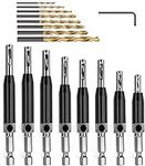 KAHEIGN 17Pcs Hinge Drill Bit Set, HSS Self Centering Drill Bits Hinge Tapper Core Hole Puncher for Woodworking Door Window Cabinet Drawer (5/64'' - 1/4'')