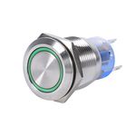 12V LED Self-locking Latching Push Button Switch, 19mm Waterproof Stainless Self-locking Button On/Off Latch Button Switch 1NO1NC(Verde)