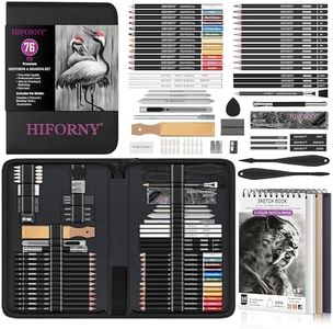 HIFORNY 76 PCS Drawing Set Sketching Kit,Sketch Pencils Art Supplies with Graphite,Charcoal,Blending Tools & Accessories,Portable Zippered Travel Case for Artists & Beginners