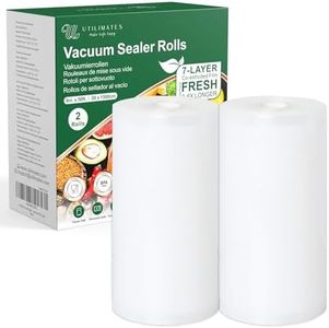 UTILIMATES Vacuum Sealer Bags for Food, BPA-free Heavy Duty Vacuum Sealer Bags Rolls 8 Inch 50 Feet 2-pack, Ideal for Custom Fit Food Saver, Seal a Meal, or Sous Vide