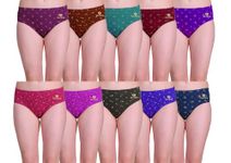 Gven Women Cotton Printed Multicolour Underwear Panties 10 Pcs Combo -Size: -Large (L) = 90CM