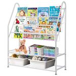 RHtvrll Childrens Bookshelf, Kids Bookcase Shelves, 5-Tier Stainless Steel Bookshelves Storage Shelf, Book Display Stand Organizer, Children's Toy Storage Unit, Perfect Height for Children