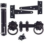 keypak Shed Hardware Kit Ring Gate Latches, 2X Hinges, 1x Tower Bolt, Black