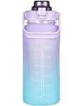 XXSSIER Sipper Water Bottle 2 Liter with Motivational Time Marker Non-Toxic Water Bottle for Office, Water Bottle for Gym (Purple), Plastic, Pack of 1