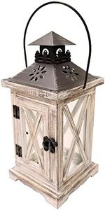 Auto-plaza Vintage Wooden Decorative Lantern Candle Holder Rustic Farmhouse Wedding Centerpiece Lantern for Table Mantle Wall Hanging Display Party Home Decor Indoor Outdoor X'Mas (Style B)