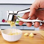 AKUGA Garlic Crusher Garlic Press Multi-Function Manual Portable Ginger Mincer Garlic Presser Curved Garlic Grinding Slicer (Silver)