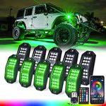 Xprite Wide Angle Bluetooth RGB LED Rock Lights Kit, Multicolor Neon Lighting Footwell Underglow Kits w/ Wireless Remote, Compatible Off-Road Trucks Cars UTV ATV SUV RZR Motorcycles Boats 10 PCS