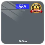 Dr Trust USA Platinum Electronic Weight Machine for Body Weight, Digital Weighing Scale for Human Body, Digital Bathroom Scale with Thick Tempered Glass, Large LCD Display, 3 Year Warranty (Grey)