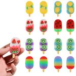 DOMG 16Pcs Ice Cream Erasers for Kids, Cute Fruit Shaped Erasers Fun Food Erasers for Classroom Rewards Party Favors