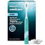Philips Sonicare 4100 Electric Toothbrush, Sonic Toothbrush with Two Intensity Levels, Pressure Sensor and Timer, Cleansing Blue Prismatic, Model HX3689/23