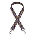 Silvery Buckles Wide Shoulder Strap Adjustable Replacement Belt Guitar Style Crossbody Bag Handbag Strap Multicolor Canvas Straps（Wide:1.4in，Long:49.2in） (Stripe)