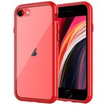 JETech Case for iPhone SE 3/2 (2022/2020 Edition), iPhone 8 and iPhone 7, 4.7-Inch, Shockproof Bumper Cover, Anti-Scratch Clear Back (Red)