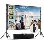 150 inch Projector Screen With Stand,HUANYINGBJB Outside Projection Screen, Portable 16:9 4K HD Rear Front Movie Screen with Carry Bag for Theater Backyard Movie night,Cinema School, Churches, Parties
