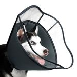 BARKLESS Dog Cone for Large Dogs, Soft Elizabethan Collar for Dogs to Stop Licking, Cone for Dogs After Surgery with Clear Shield Ensures Unobstructed Vision, Cone of Shame for Large Dogs (Grey, XL)