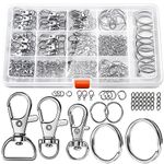 LEOBRO 265PCS Keyring Making Kit, Keyring Clip and Key Rings Kit Metal Keychains and Lobster Claw Clasps for Jewellery Making, Keys, Crafts, and Lanyards