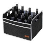 ReFeltidolom 12 Bottle Wine Carrier, Thicken Felt Wine Carry Case Collapsible Wine Bottle Storage Box Liquor Bottle Tote with Handles for Travel, Party, Picnic (Dark Gray)