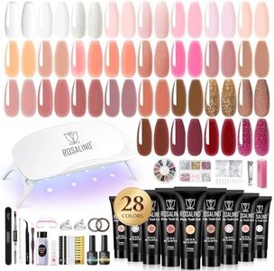 ROSALIND 14 & 28 Colors Nail Gel Kits with Accessories - Clear Nude Poly Nails Starter Kit