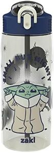 Zak Designs Star Wars The Mandalorian Water Bottle For School or Travel, 25 oz Durable Plastic Water Bottle With Straw, Handle, and Leak-Proof, Pop-Up Spout Cover (Grogu/The Child)