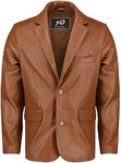 Jild Invisible Stitching Casual Leather Blazer for Men -Button Up Closure Coat Style Regular Fit Real Lambskin Leather Jacket Men (408-Cog-Large)