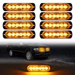 LED Emergency Strobe Lights DIBMS 8x Amber 6 LED Strobe Warning Emergency Flashing Light Caution Construction Hazard Light Bar For Car Truck Van Off Road Vehicle ATV SUV Surface Mount