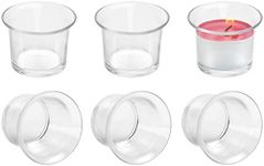 Belle Vous 6 Pack Votive Candle Holders - Clear Chunky Glass Lip Candle and Tealight Holders - Each Measure 4.5 x 4.5cm (1.8 x 1.8 inch) - For Weddings, Dinner Parties, Spas and Meditation