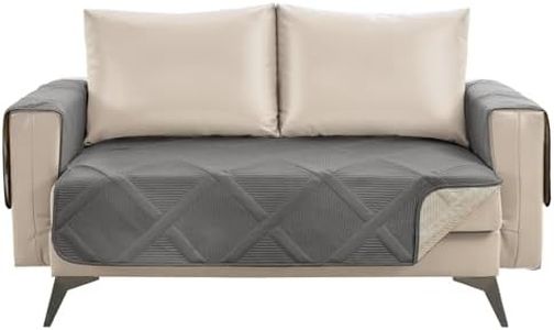 Pamhaven Backless Loveseat Covers for 2 Cushion Couch, Water-Repellent Covers for Leather Sofa Couch, Machine Washable Quilted Couch Covers, Pet Friendly Loveseat Slipcovers (Loveseat 48", Cool Gray)