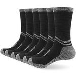 ouhos Women Ladies Work Walking Thermal Winter Socks, Black Anti Blister Hiking Sports Cosy Cotton Socks for Womens Size 4-7 Multipack, Cushioned Thick Warm Support Crew Socks 3 Pairs