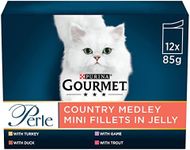Gourmet Perle Country Medley in Jelly Wet Cat Food 12x85G, Pack of 4