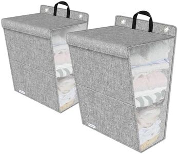 Supowin Hanging Laundry Hamper Bags, 2 Pack Collapsible Laundry Baskets, Large Opening Portable Clothes Basket with Handle, Mesh Heavy Duty Hanging Laundry Bag Over the Door and Walls, Grey